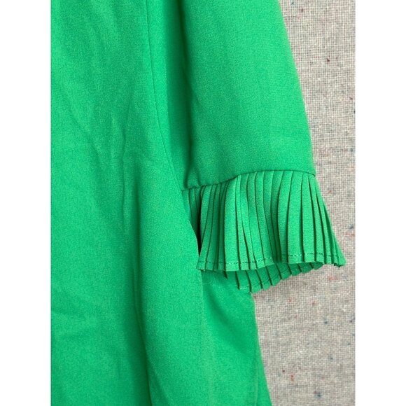Premise Green Blouse Top Shirt Pleated Sleeves Button Front Dress Career Sz XL - Picture 3 of 7